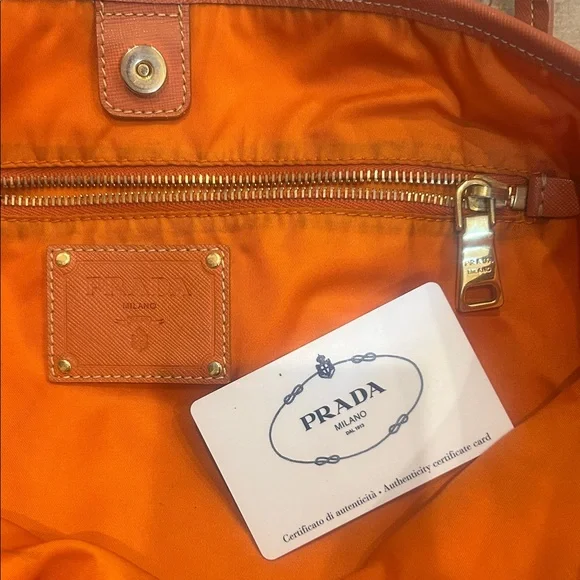 PRADA Venice Print Top Handle Tote Bag nylon Canvas x Leather
